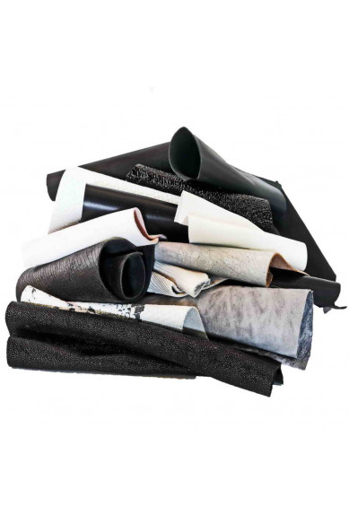 Leather scraps bag, WHITE, BLACK and GREY tones, fancy textures, foils and softness various  0,7 lbs - 1 lbs - 1,7 lbs - 2 lbs