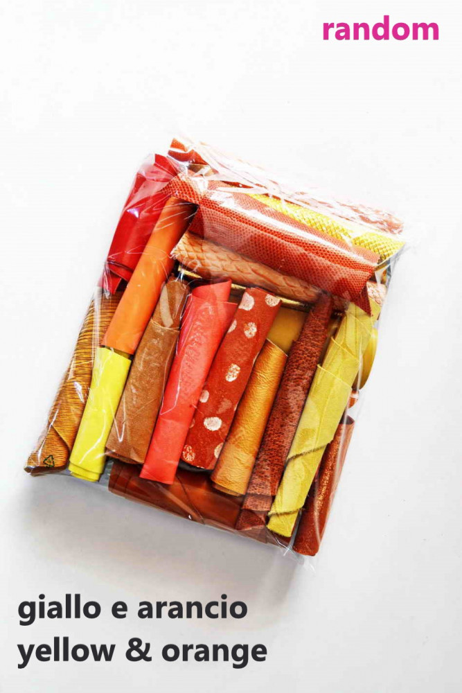 Leather scraps bag, YELLOW, GOLD,...