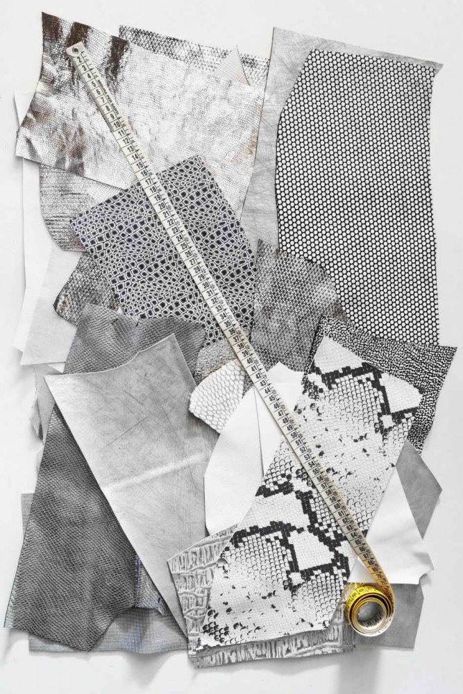 Leather scraps bag, WHITE, GREY and...