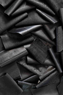 Leather scraps bag, BLACK...
