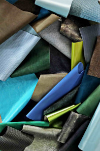 Leather scraps bag, BLUE...