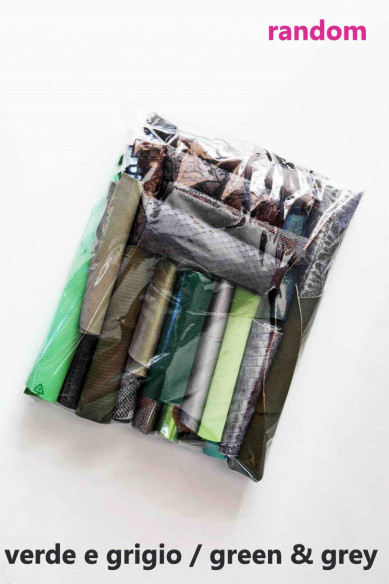 Leather scraps bag, GREEN and GREY tones, fancy textures, foils and softness various  0,7 lbs - 1 lbs - 1,7 lbs - 2 lbs