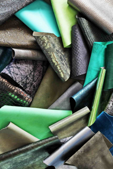 Leather scraps bag, GREEN and GREY tones, fancy textures, foils and softness various  0,7 lbs - 1 lbs - 1,7 lbs - 2 lbs