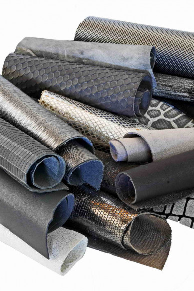 Leather scraps bag, SILVER and GREY tones, fancy textures, foils and softness various, in total for 1 lbs and 2 lbs