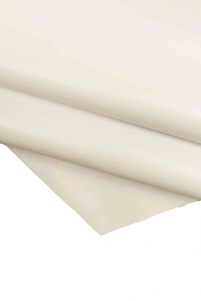 Optical WHITE COW leather hides, smooth glossy white calfskin, sporty look medium softness skin