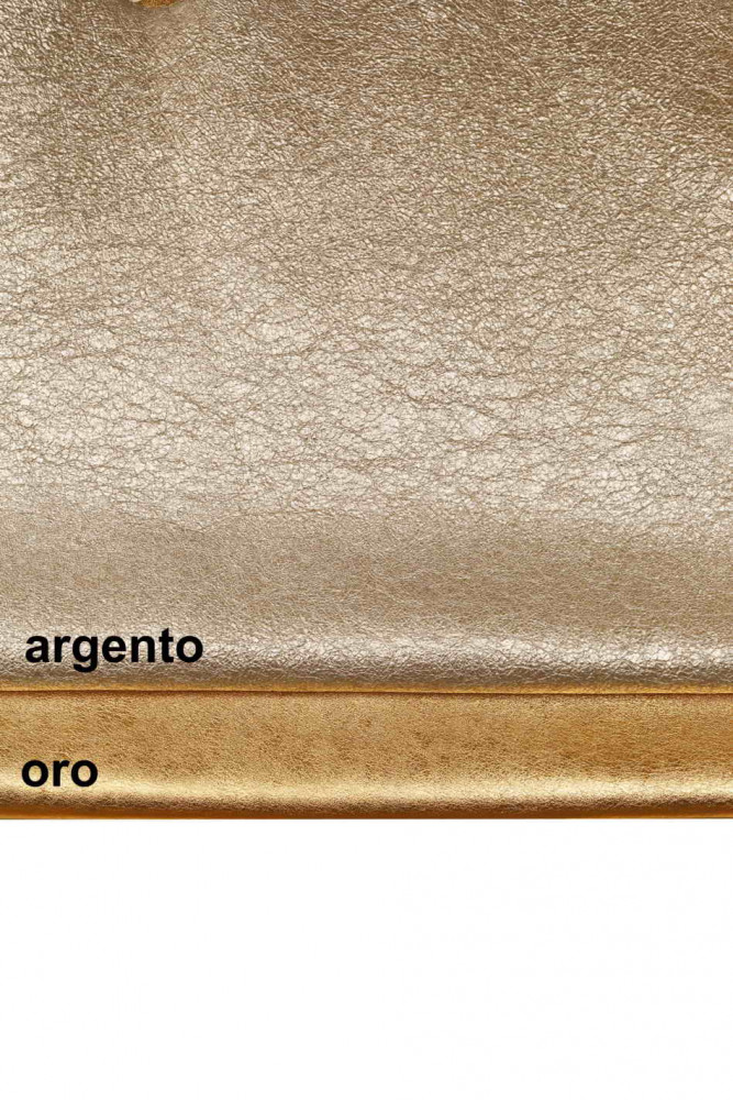 Gold / silver METALLIC LEATHER hides, wrinkled effect goatskins, distressed bright soft genuine goat skin
