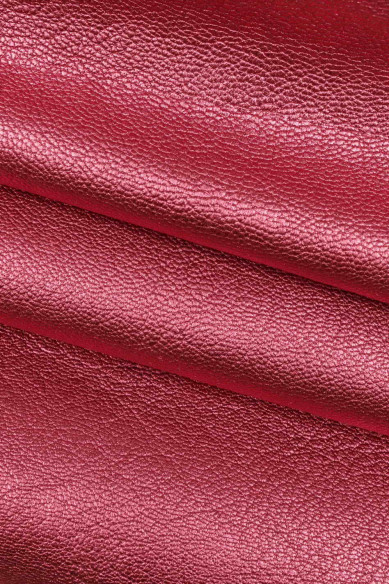 Red, purple, gunmetal METALLIC LEATHER skin, pebble grain metal goatskin, wrinkled shiny soft goat hide