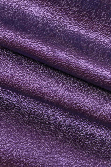 Red, purple, gunmetal METALLIC LEATHER skin, pebble grain metal goatskin, wrinkled shiny soft goat hide