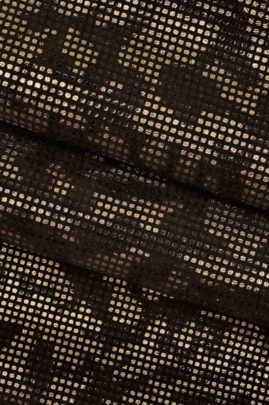 PELLAME SCAMOSCIATO nero laminato blu acciaio ruggine, crosta stampata metallizzata, pelle di camoscio maculata