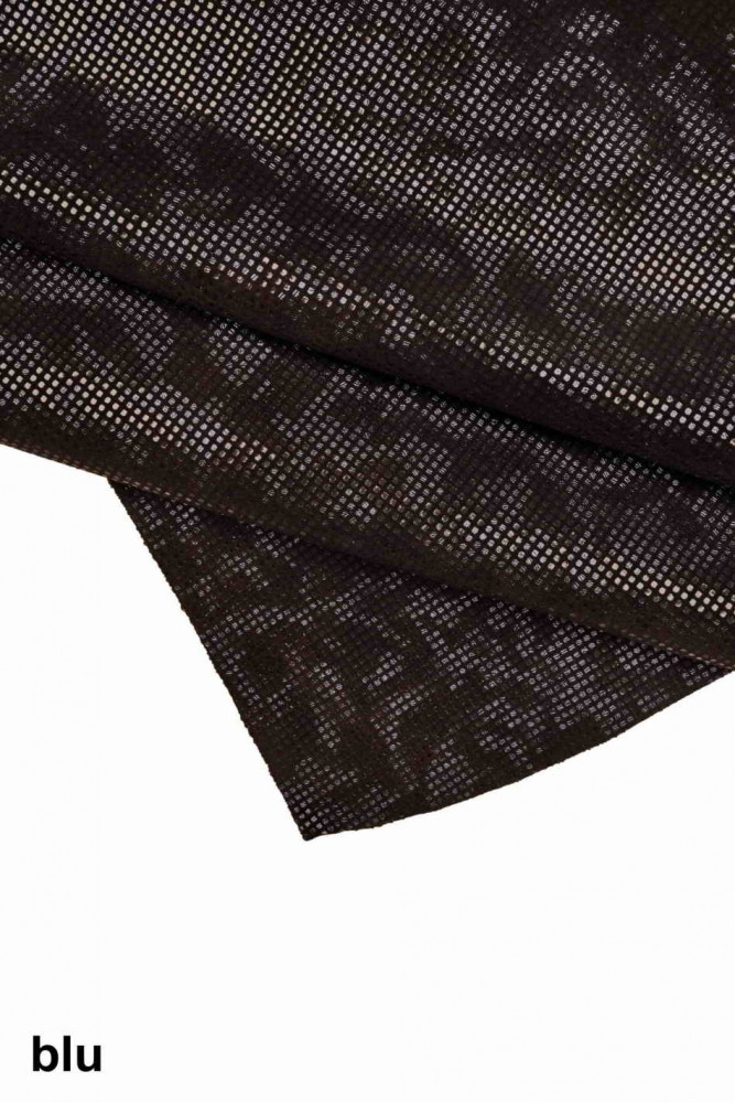 PELLAME SCAMOSCIATO nero laminato blu...