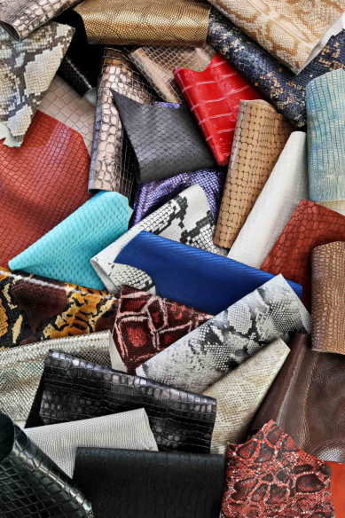 Crocodile, snake, lizard PRINTED leather SCRAPS bag, different tones, from 0,7 lbs to 2 lbs