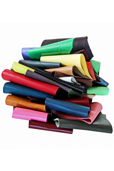 SMOOTH solid color leather SCRAPS bag, different tones and finishings, from 0,7 lbs to 2 lbs