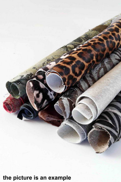 SCAMPOLI di pelle di CAVALLINO, in diverse stampe e colori, ideali per l'artigianato, 10 pz