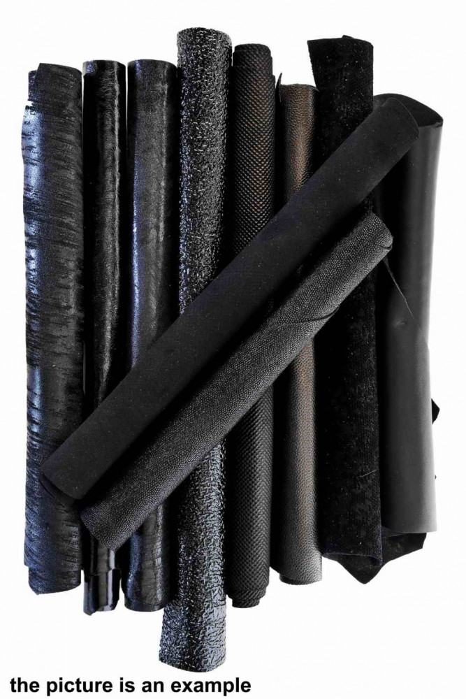 Mix LEATHER scraps - BLACK tones - fancy textures, prints and softness various, 10 italian leather pieces for crafts