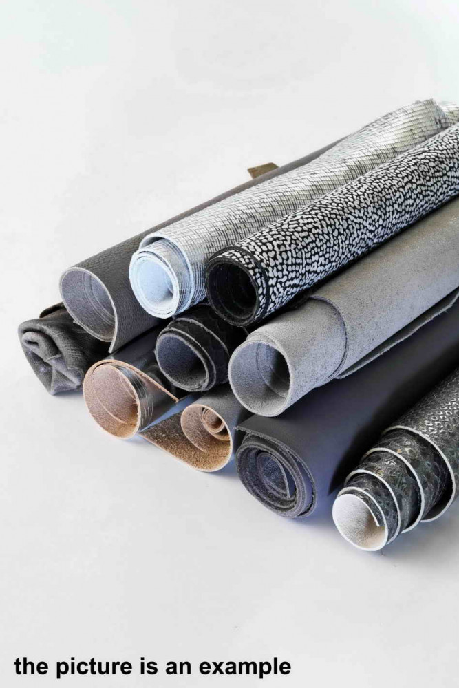 Mix LEATHER scraps - SILVER and GREY...