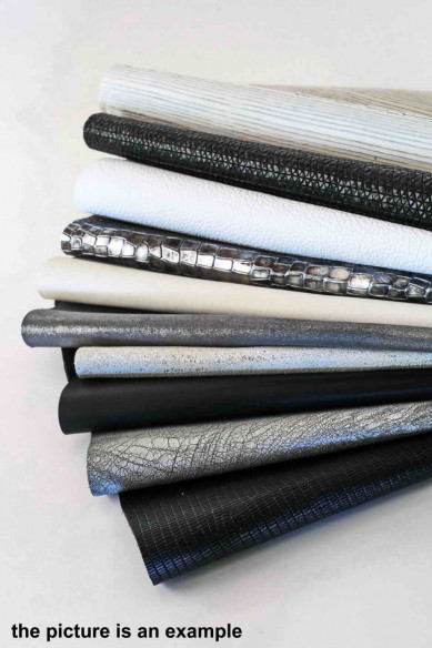 Mix leather scraps, WHITE, GREY and BLACK tones, fancy textures, prints and softness various 10 or 15 italian leather for crafts