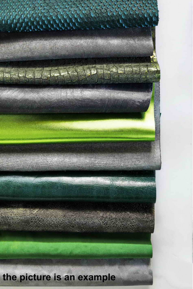 Mix leather scraps - GREEN and GREY...