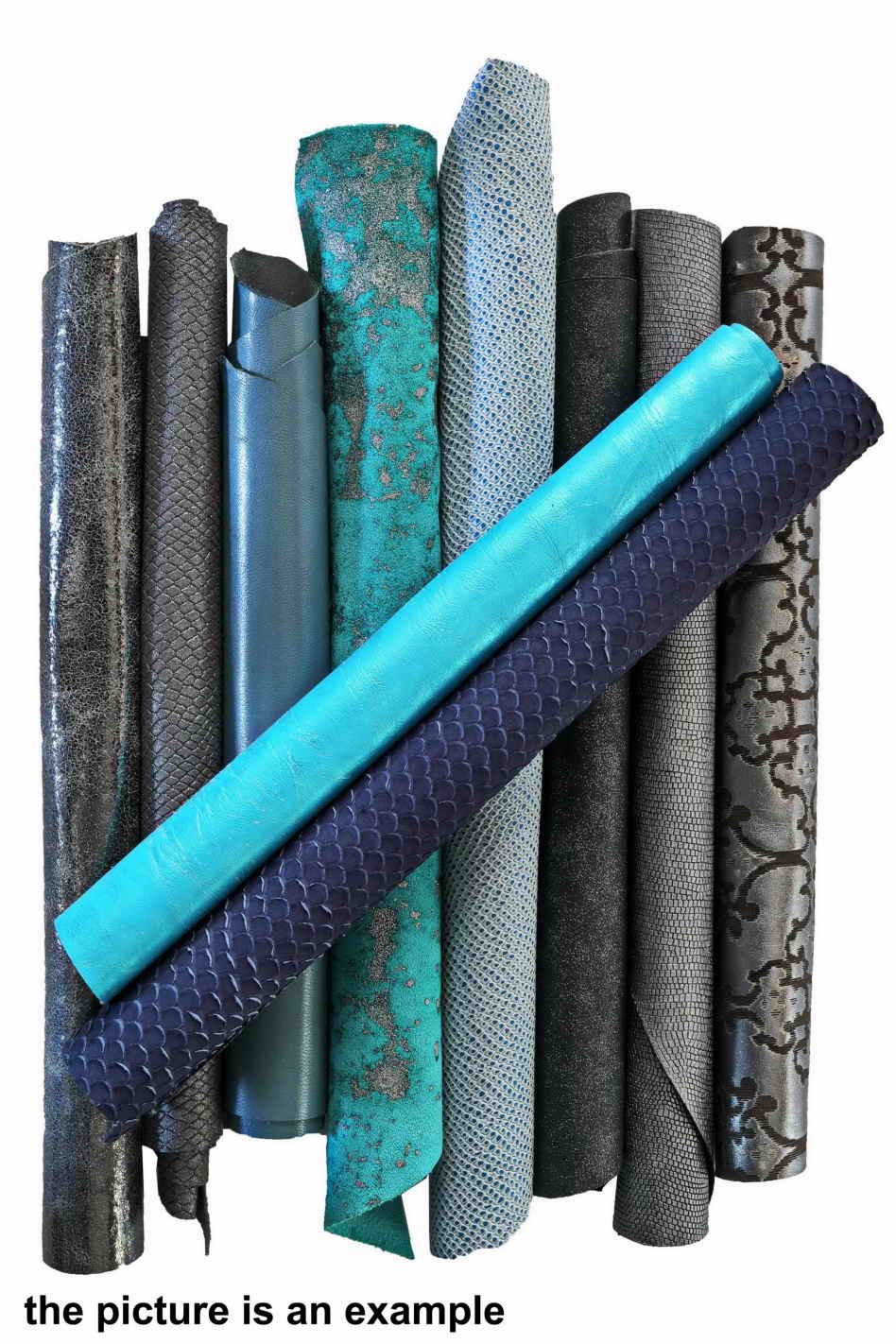 Mix leather scraps - BLUE and GREY - fancy textures, prints and softness  various, 10 or 15 italian leather pieces for crafts