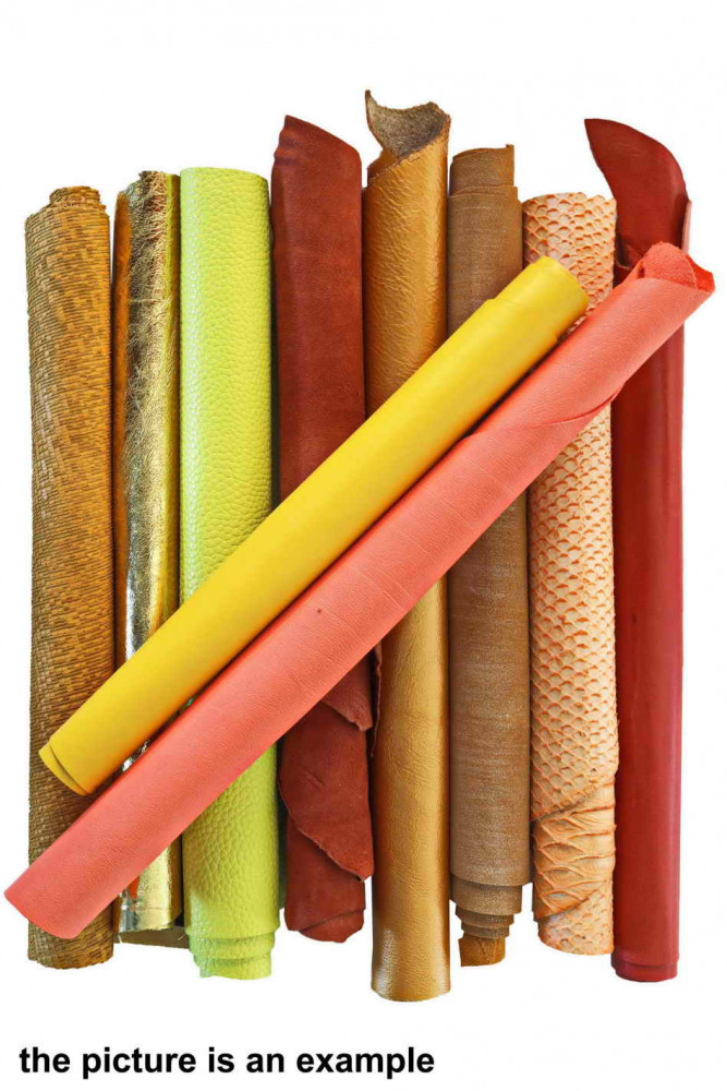 Mix leather scraps YELLOW, GOLD, ORANGE tones fancy textures