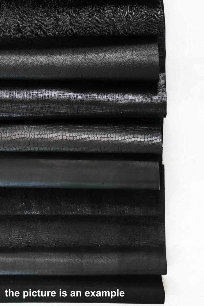 Mix LEATHER scraps - BLACK - fancy...