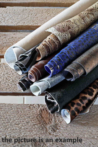 Mix HAIR on LEATHER hide scraps, mix of different colors / textures, italian leather pieces for crafts  1 lbs