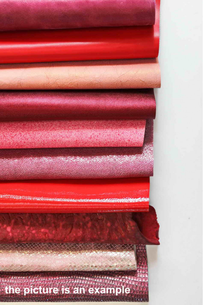Mix LEATHER scraps - RED and PINK -...