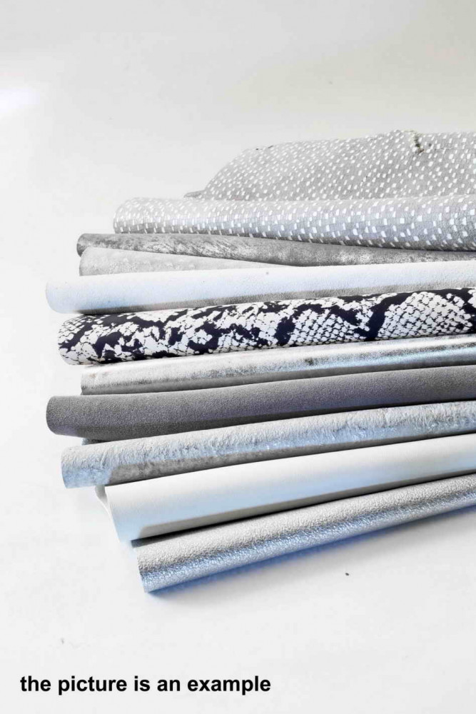 Mix leather scraps - WHITE, GREY and...