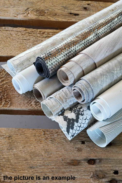 Mix leather scraps - WHITE, GREY and SILVER - fancy textures and prints, italian leather pieces 1 lbs - 1,7 lbs - 2 lbs - 4 lbs