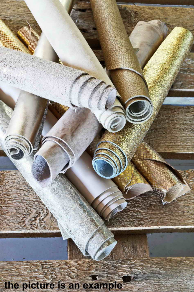 Mix leather scraps -GOLD PLATINUM...