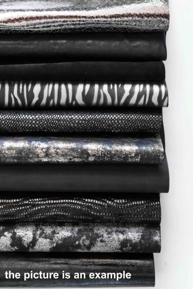 Mix leather scraps BLACK and GREY,...