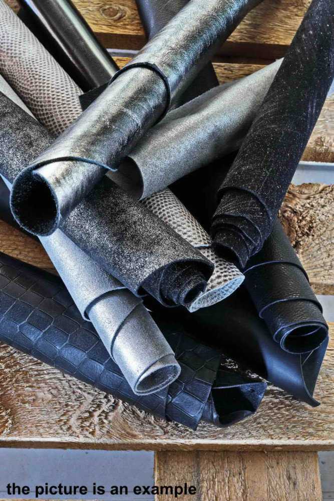 Mix leather scraps BLACK and GREY,...