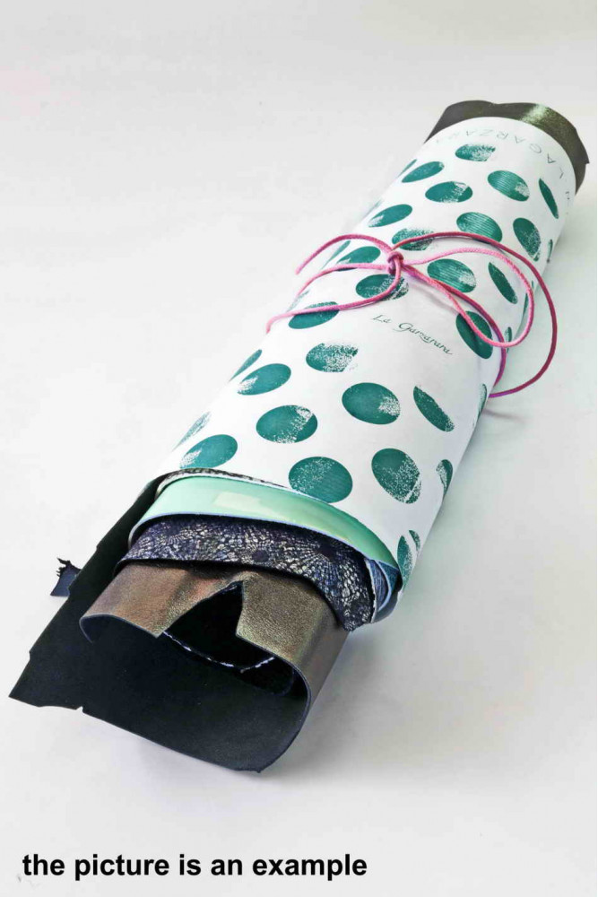Mix leather scraps - GREEN and BLUE...