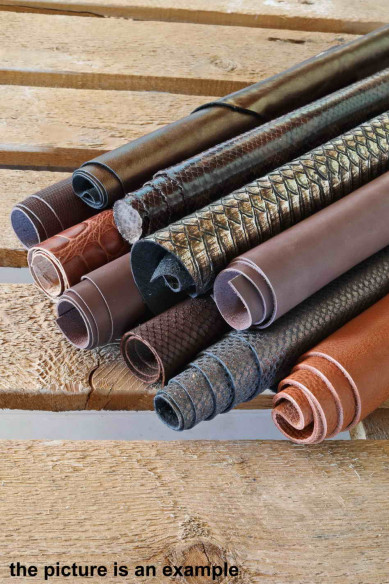 Scampoli di pelle miste, MARRONE, TESTA di moro e BRONZO, stampe, lamine e fantasie varie   0,500 kg - 0,750 kg - 1 kg - 2 kg