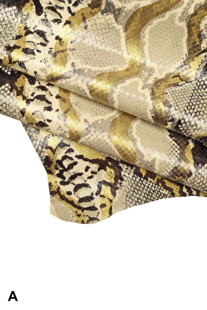 PYTHON PRINTED leather hide, grey...
