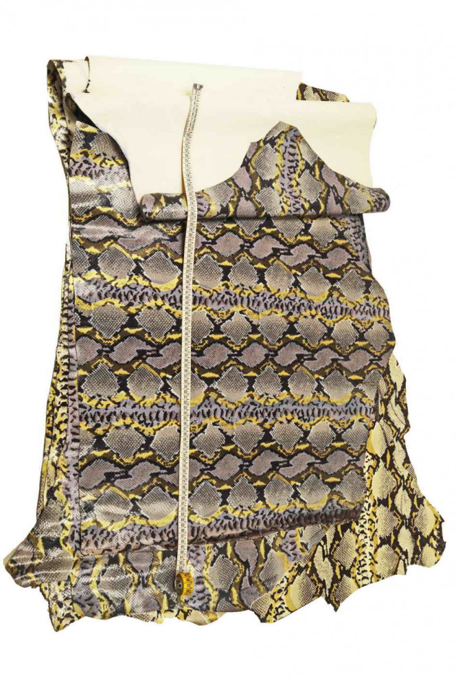 PYTHON PRINTED leather hide, grey...