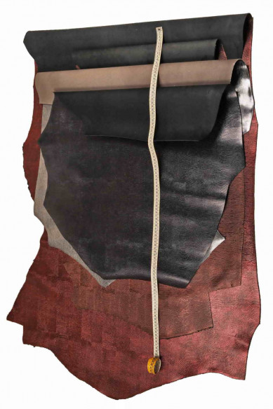 PELLE LUCERTOLA laminata ruggine bordeaux acciaio e blu, vitello metallizzato stampa lizard, pellame lucido stampato