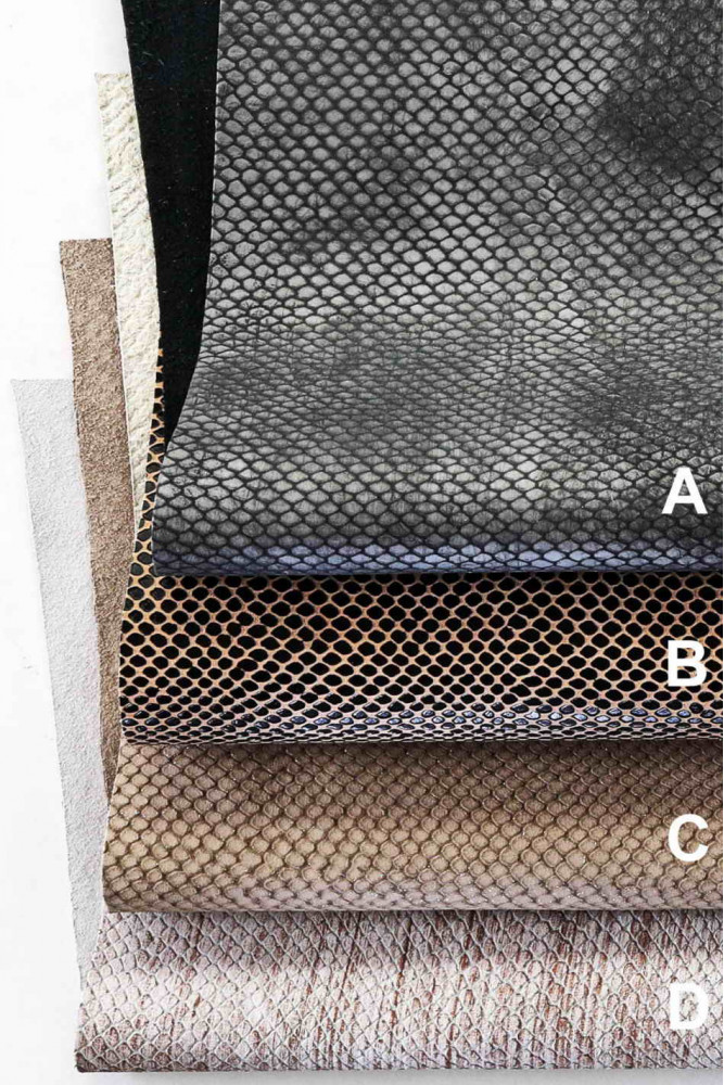 PYTHON PRINT leather hides in pieces, sporty/refined look