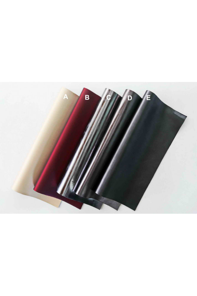 SMOOTH METALLIC leather skins in pieces, rigid, refined look with