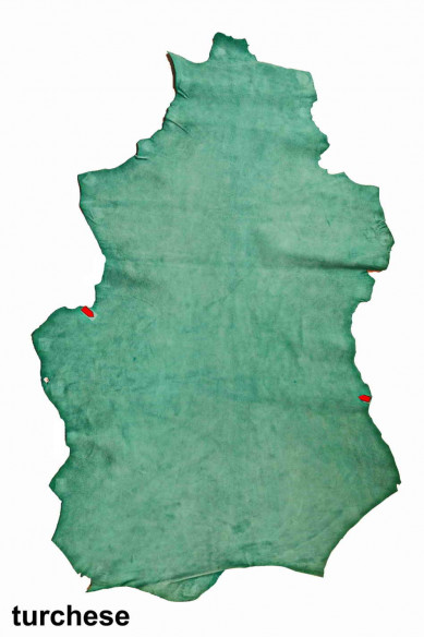 Pelle di CAMOSCIO su CAPRA giallo, turchese, rosso scarlatto, marrone, pellame vellutato dal look classico