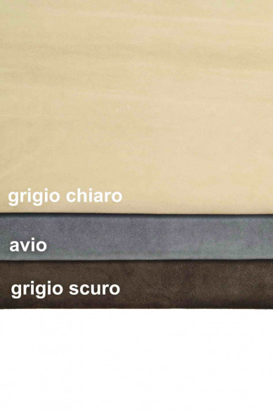 Light grey, avio light blue, dark grey SUEDE LEATHER hide, soft solid color calfskin, distressed cow skin