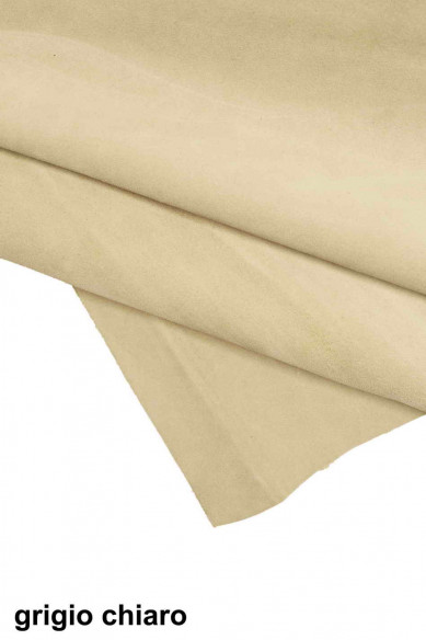 Light grey, avio light blue, dark grey SUEDE LEATHER hide, soft solid color calfskin, distressed cow skin