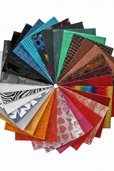 30 Leather sheets, ramdom assortment of selected PRE-CUT leather pieces, mix italian leather scraps, 5x6"