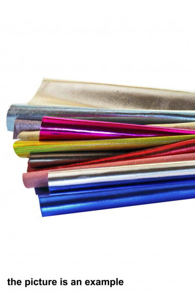 REMNANTS METALLIC leather Random assortment medium size, solid colors, finishings various  1 lbs - 1,7 lbs - 2 lbs - 4 lbs