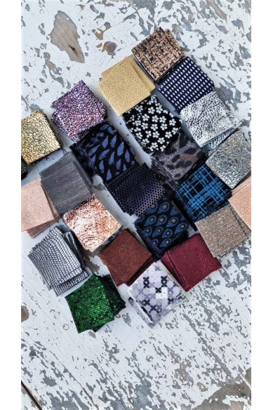 Pezzi di pelle per orecchini e patchwork, pellami pretagliati selezionati, assortimento casuale MIX  3,5 x 3,5 cm approx 240 gr
