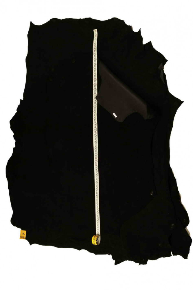 BLACK SUEDE leather skin, soft suede leather hide