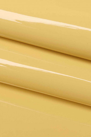 GRAY, ORANGE, soft yellow patent leather hide, smooth glossy stiff skin