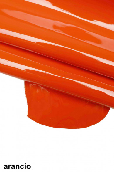 GRAY, ORANGE, soft yellow patent leather hide, smooth glossy stiff skin