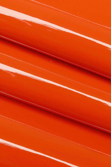 GRAY, ORANGE, soft yellow patent leather hide, smooth glossy stiff skin