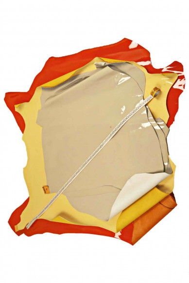 PELLAME VERNICIATO grigio, giallo tenue, arancio, pelle di vernice, liscia lucida, abbastanza rigida