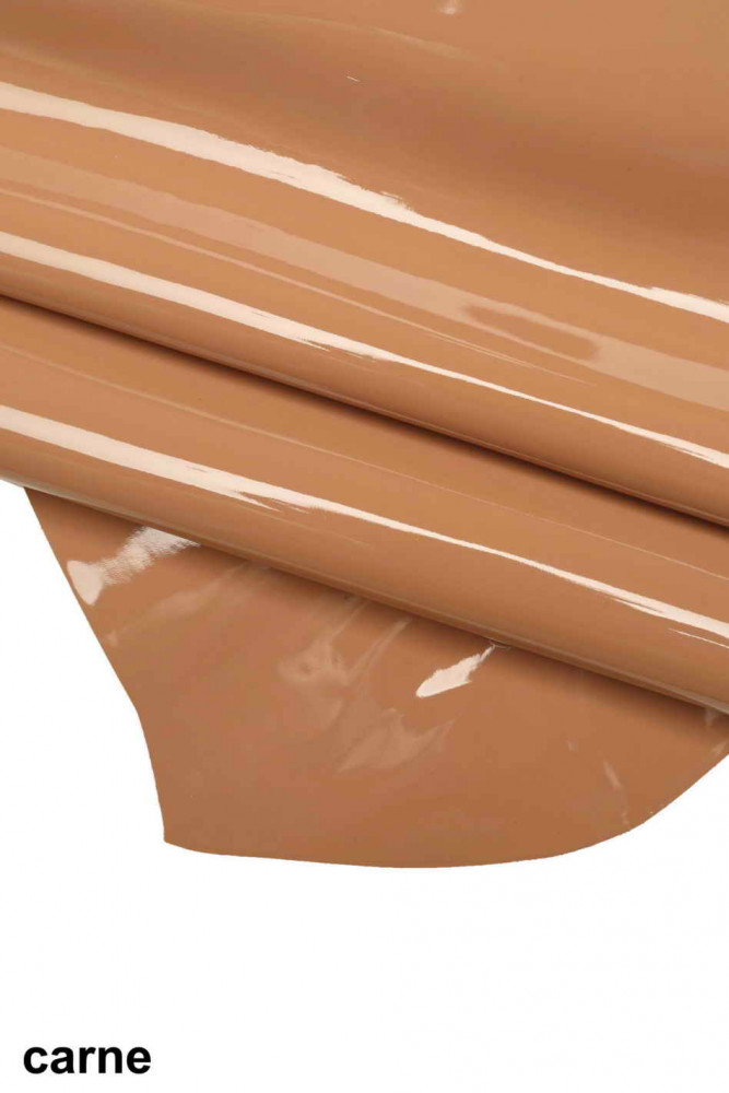 BEIGE, flesh pink, taupe PATENT leather hide, glossy smooth, stiff skins